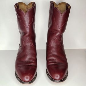 Vintage Tony Lama Burgundy Roper Boot Men's 11 D